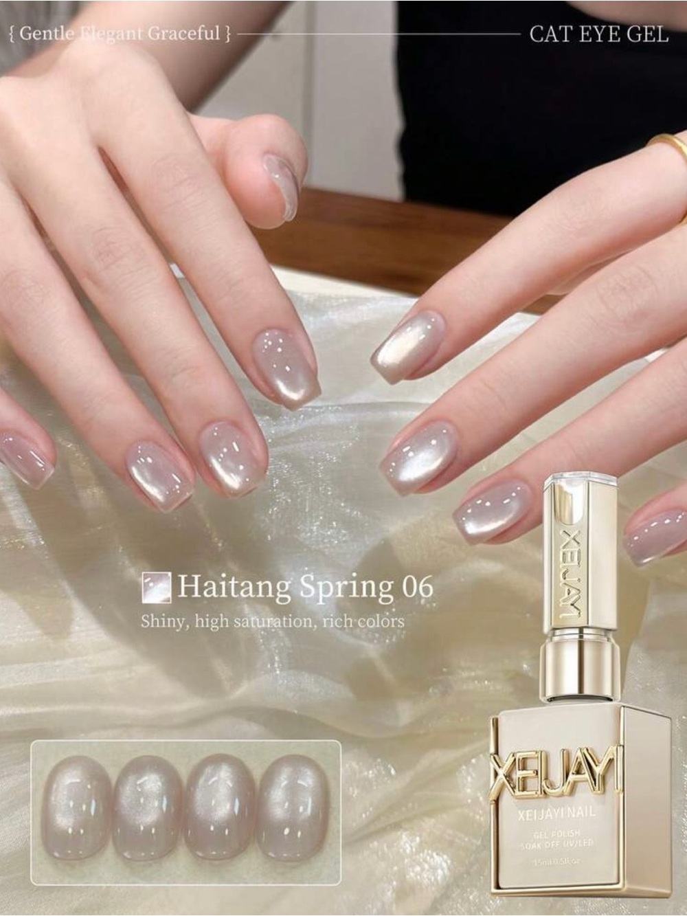 New sheer silver nude cateye gel polish
